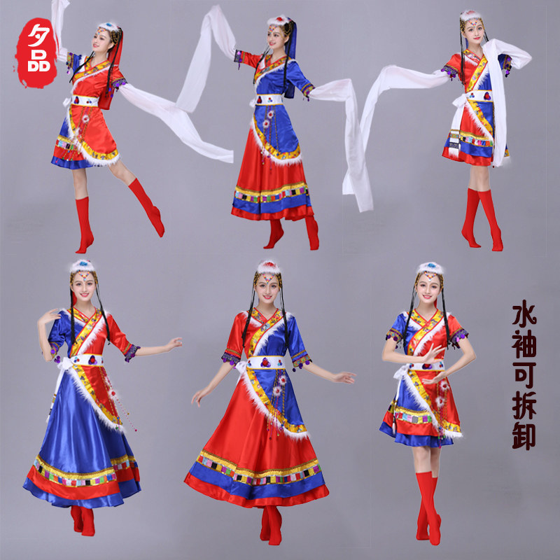 藏族舞蹈演出服装女2018新款表演服 夕品民族服装/舞台装