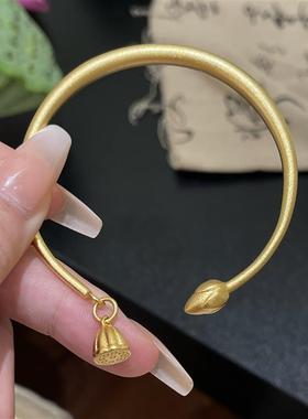 铜合金手链 古法手镯莲蓬花手镯两世欢开口手环S-087