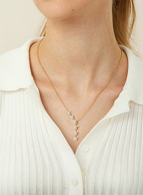 尚美伯爵爆闪星星s925银项链2024尚美伯爵爆款小众轻奢莫桑石满天