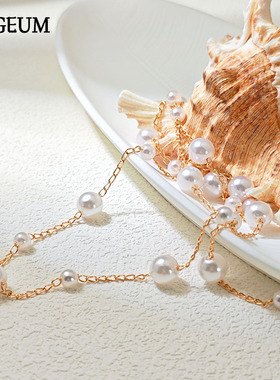 银河满天星项链珍珠法式女生颈链锁骨链优雅简约通用搭配毛衣链