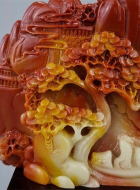 玉石福建寿山石雕工艺芙蓉色福在眼前风水玄关摆件奇石观赏石