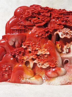 玉石超大福建寿山石雕芙蓉石鸿运当头风水商务礼品摆件观赏石