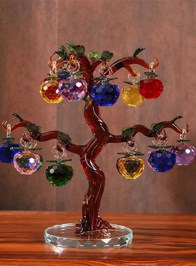 水晶苹果树平安夜圣诞节礼物客厅招财摇钱结婚新家居小装饰品摆件