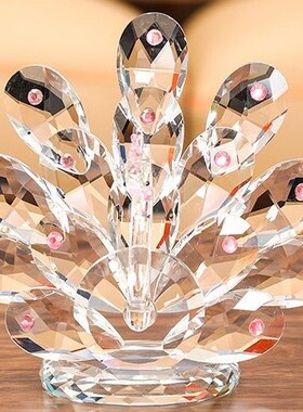 家居礼品吉祥装饰品摆件量大价水晶孔雀开屏摆件客厅柜台开业