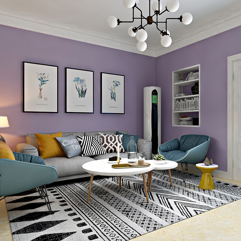北欧现代纯色素色简约墙纸客厅卧室粉色紫色儿童女孩房ins壁纸
