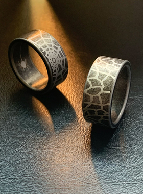 狩猎-古法钛钢宽版戒指欧美男潮