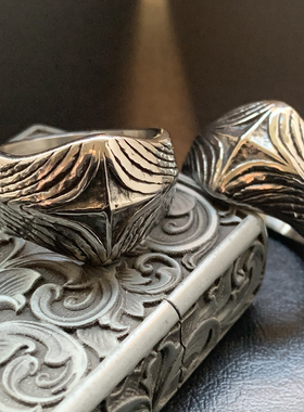 古拙十字-印章钛钢食指宽戒指男