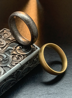 金色素戒-古法尾戒钛钢戒指古着