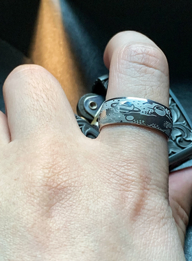 星河-行星轨道钛钢戒指维京十字