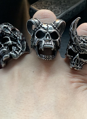 骷髅系列-不掉色戒指男欧美胖手