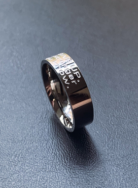 永不言弃-光面简约不掉色钛钢戒