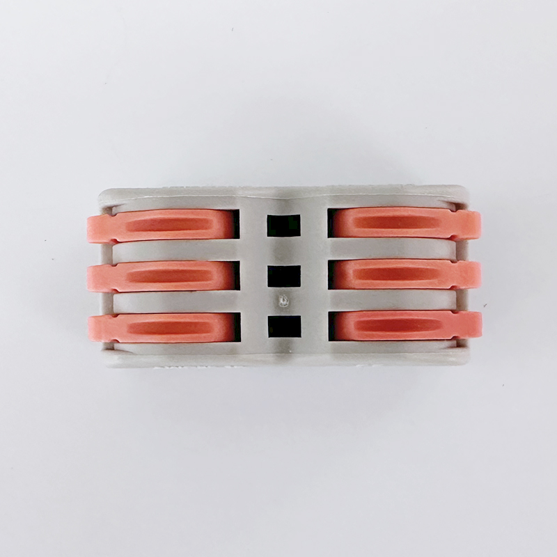 SPL-3原色桔色三位电线连接器快速接线端子对接头三进三出