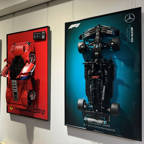 兼容高42171梅赛德斯奔驰AMGF1赛车积木上墙展示相框装饰背景板 - 图3
