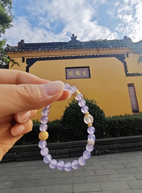 文殊院紫玉髓玛瑙手串6mm圆珠配心经转运珠内周长16cm左右
