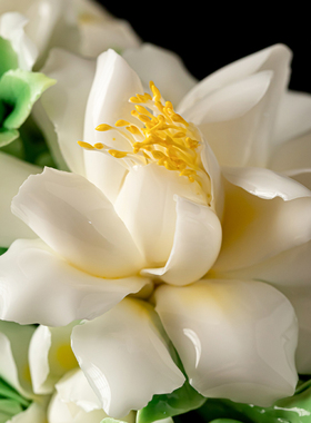 夫己纯手工陶瓷《一揽春风》之栀子花卧室客厅餐厅玄关茶桌摆件