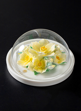 夫己纯手工陶瓷水仙花香薰摆件客厅餐厅茶桌摆件