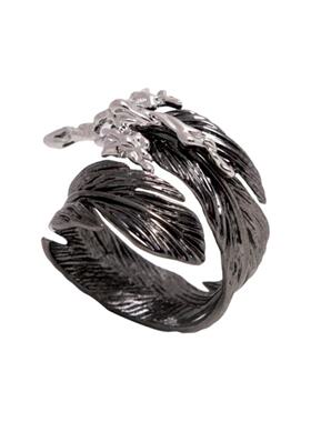 高品质新款现货李沛恩音乐节同款黑色羽毛小众手设计指环