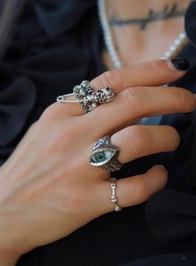 新款高品质现货睡莲生生世世眼睛星球衔尾蛇造型戒指个性指环