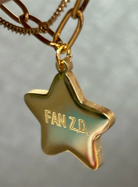 v金材质真金电镀《把樊振东的名字戴在手上》星星手链小胖乒乓球