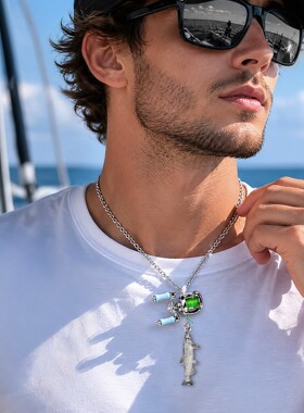 高品质新款爆品Mini fishing reel necklace迷你渔线轮钓鱼项链