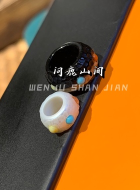 天珠一线手工无相红绿灯珍珠跑环DIY搭配文玩