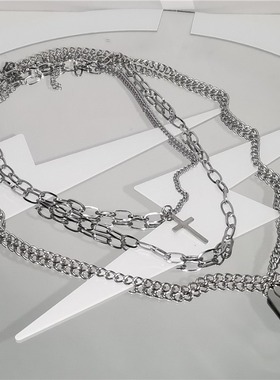 ins嘻哈风多层情侣链条配饰吊坠