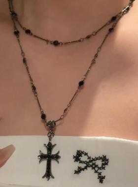暗黑十字架长款双层叠戴项链