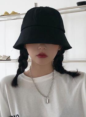 黑色日系渔夫帽女百搭大头围水桶