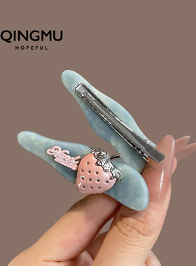 晴暮韩系甜美草莓发夹百搭外戴