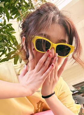 黄色方形Y2K甜酷辣妹墨镜