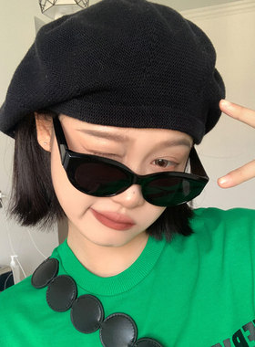猫眼墨镜女款复古2024新款高级感欧美风美式小脸黑色沙滩太阳眼镜