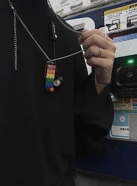 韩国ins原宿风彩虹积木项链