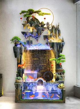 假山流水墙鱼缸摆件客厅玄关庭院入户招财落地喷泉景观加湿器摆件