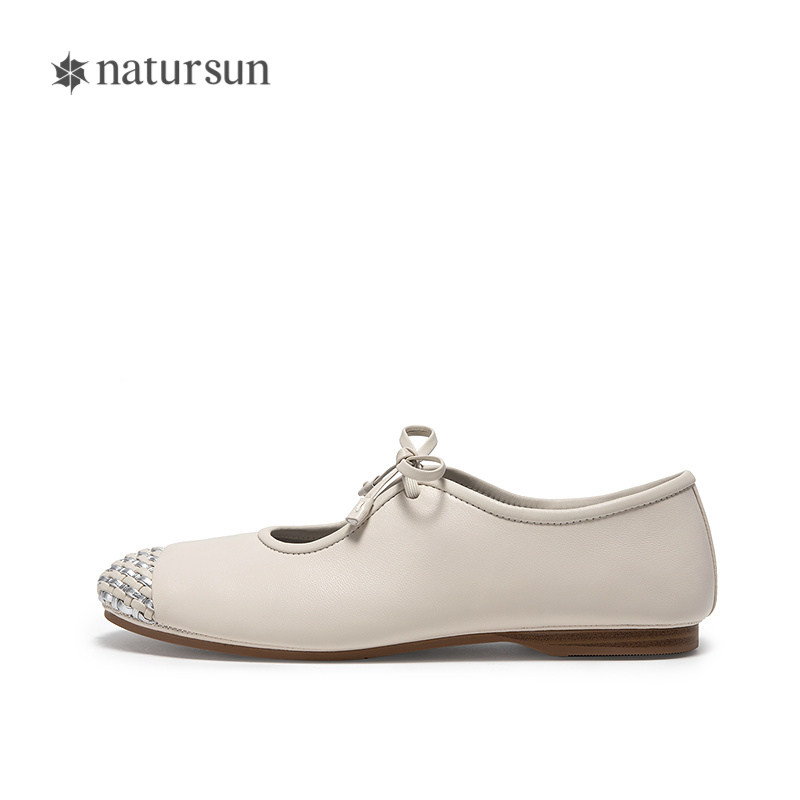natursun玛丽珍鞋女2025冬季新款圆头精致小香风粗跟平底拼接单鞋,淘宝优惠券,粉丝福利购,淘宝优惠卷