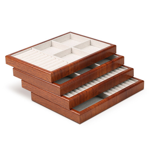 亚麻首饰托盘木纹戒指手镯饰品展示盘收纳饰品拍摄道具首饰展示架 - 图3