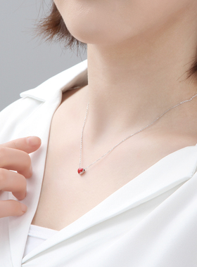 925银红色甜美爱心锁骨链女百搭