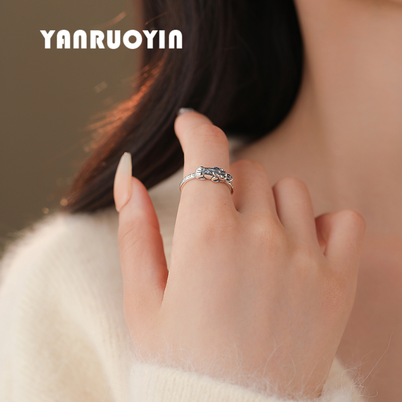 925银戒指女复古貔貅个性铜钱币时尚活口指环男简约百搭中食指戒,淘宝优惠券,粉丝福利购,淘宝优惠卷