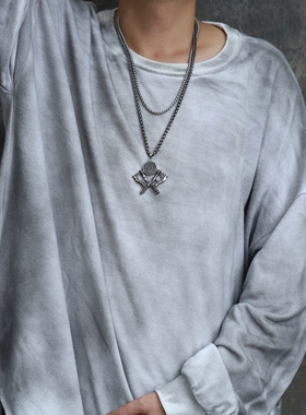 欧美ins美式维京斧头图腾罗盘男士项链个性挂链吊坠钛钢朋克嘻哈