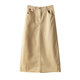 Manwen, good Japanese goods, commuting workwear feel, retro placket zipper, crisp small A-line mid-length skirt 5A015