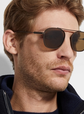 ZEGNA杰尼亚深棕色太阳镜