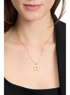 代购kate spade女士项链优雅简约精致时尚金色圆形吊坠蓝色宝石