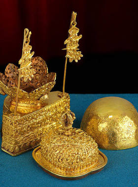 铜鎏金托巴碗文巴壶净水壶米罐宝瓶尼泊尔手工四件套供具贲巴壶