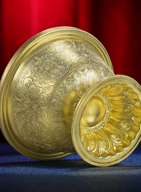 藏式供水杯黄铜八吉祥锤纹供水碗