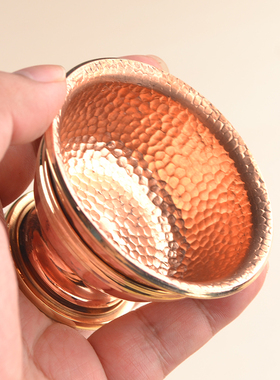 纯铜红铜供水杯用品高脚供水碗家用室内圣水杯一套摆件