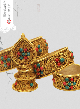 尼泊尔纯手工红铜掐丝曼扎盘