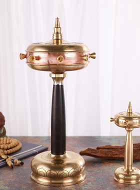 原创手动清凉金轮全铜白塔右挽狂澜缩微胶片手拨转动金桶带底座