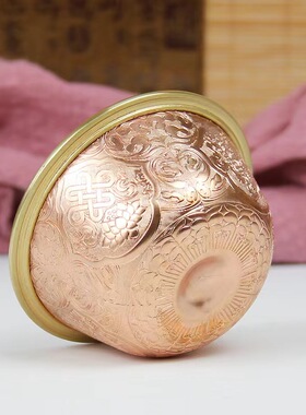 藏式尼泊尔纯红铜手工八吉祥供水碗供水杯家用雕花七供圣水杯摆件