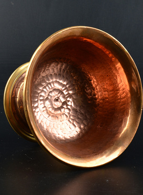 尼泊尔纯手工红铜七供水杯供奉高脚杯供佛前净水杯供碗大小号一套