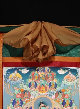 绿度母唐卡画像莲师皈依境唐卡挂画供奉黄财神尼泊尔款装饰壁画