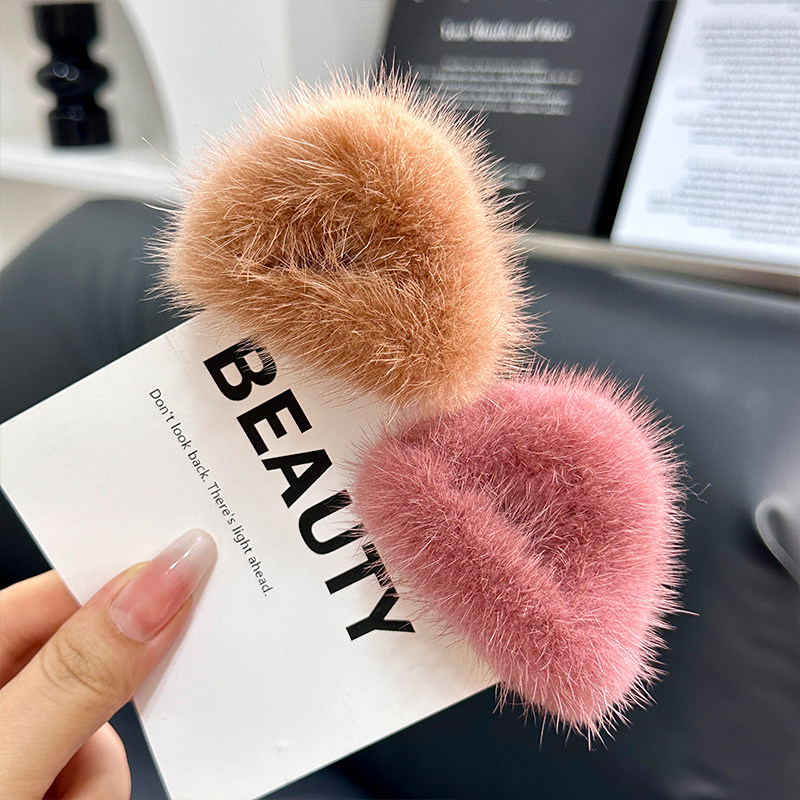 猫耳朵水貂毛绒发夹后脑勺半扎发卡头饰发抓夹子鲨鱼夹秋冬发饰女,淘宝优惠券,粉丝福利购,淘宝优惠卷